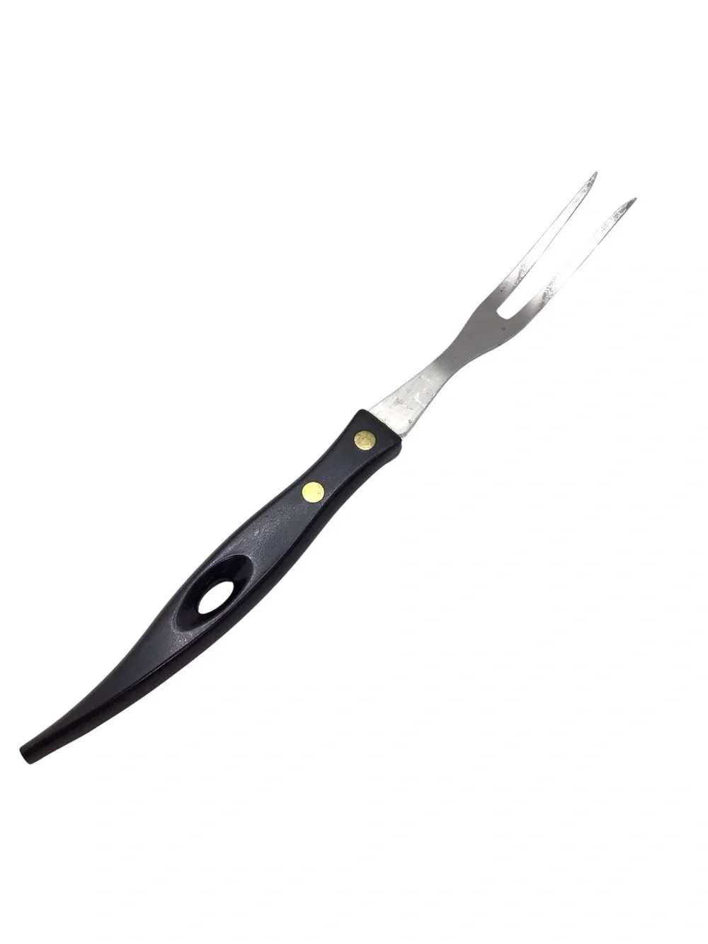 Vintage Stanley Meat Carving Fork Stainless Steel Black Handle USA Utensil